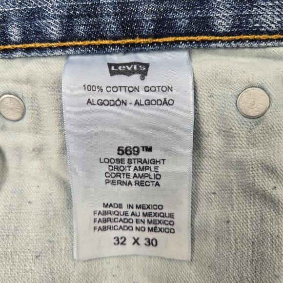 Levi's Men's Jeans 569 Loose Straight Well Worn 100% Cotton made in Mexico sz 32 - Picture 4 of 16